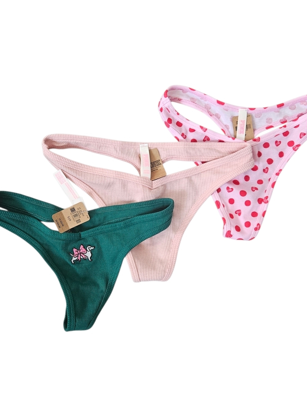 NWT PINK Victoria's Secret Set Of 3 Undies Size S